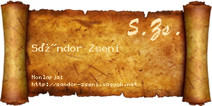 Sándor Zseni névjegykártya